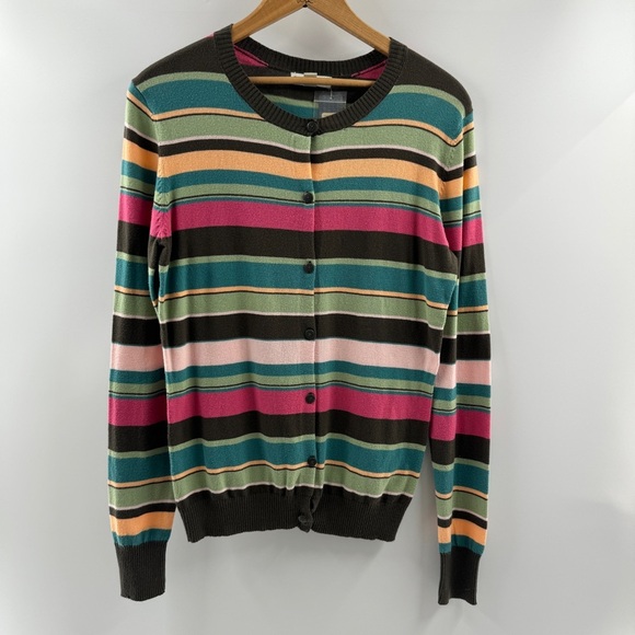Cherokee Multi-Stripe Button-Up Sweater Size Small NWT - Picture 1 of 7